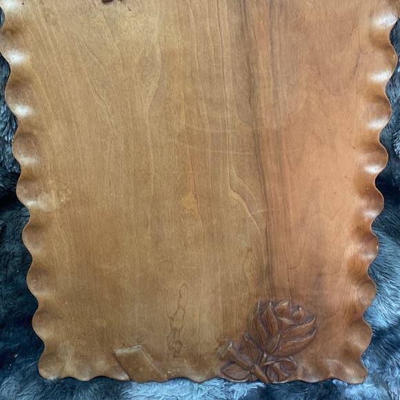 Vintage Carved Wooden Tray with Floral Design - Picture 8 of 16